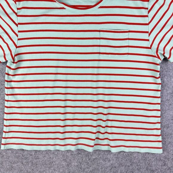 Atlantic Pacific x Lake Pocket Tee Shirt Womens L Striped Pima Coastal Preppy - Picture 5 of 11